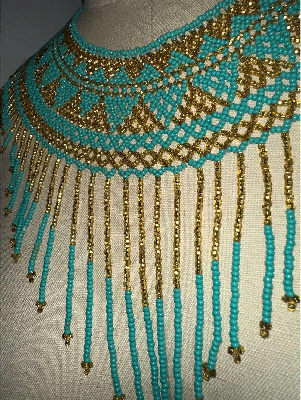 Egyptian Inspired Multicolor Beaded Statement Collar Ncklace